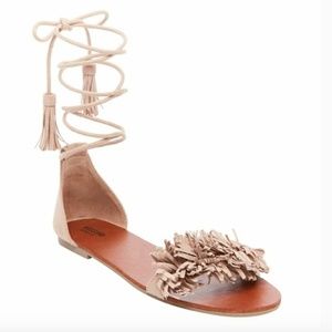 Slide Lace Up Soft Blush Flat Sandals